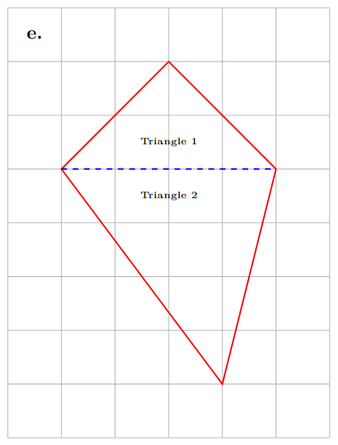 A diagram showing two triangles joined at their base. One triangle has a base of 4 and a height of 2. The other has a base of 4 and a height of 4.