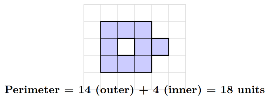 A hollow 3x3 square with an extra square attached to the middle of the right side.