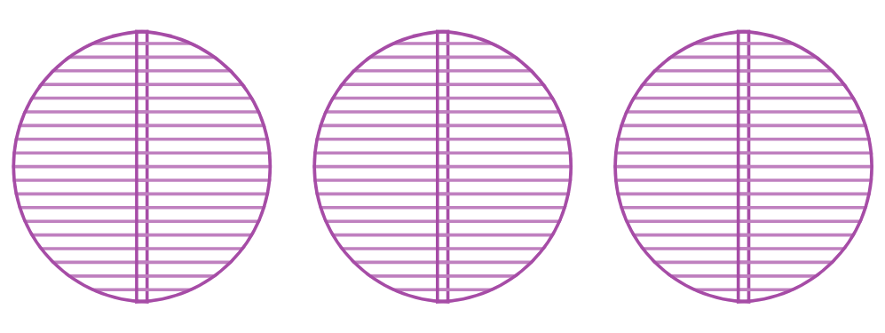 Three fully shaded circles, representing 3 whole rotis.