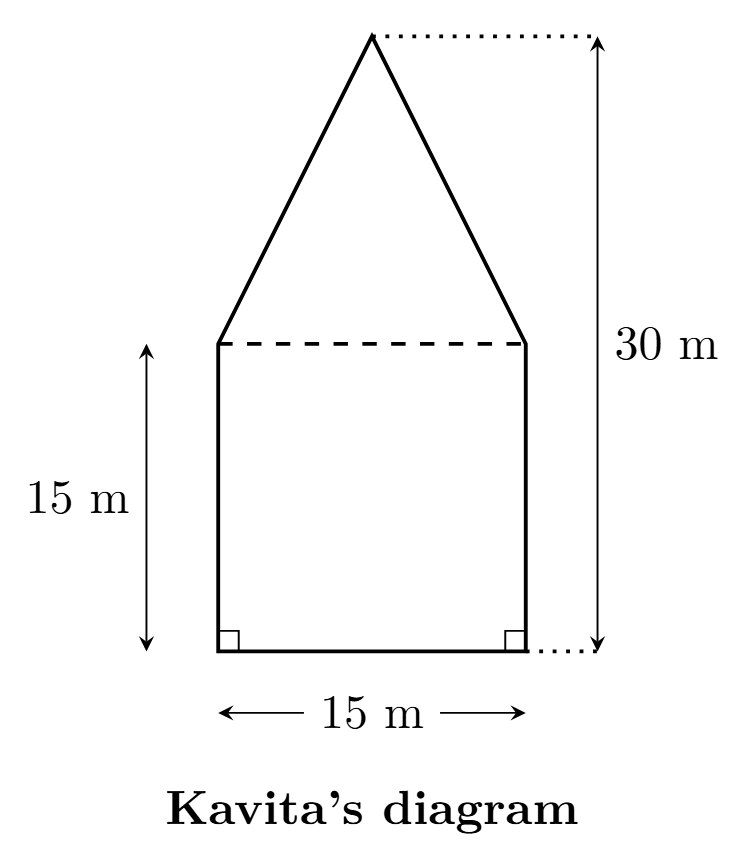 Pentagon divided into a triangle and a square horizontally