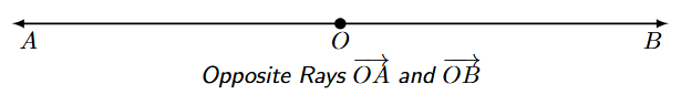 Opposite rays OA and OB sharing the common endpoint O and forming the line AB.