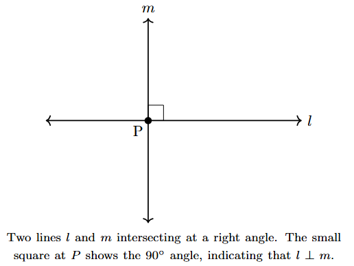 Two lines intersecting at a right angle