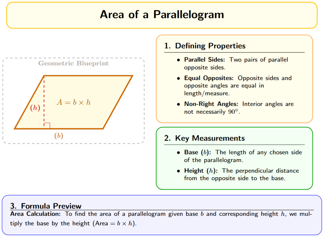 Parallelogram with base and height indicated.