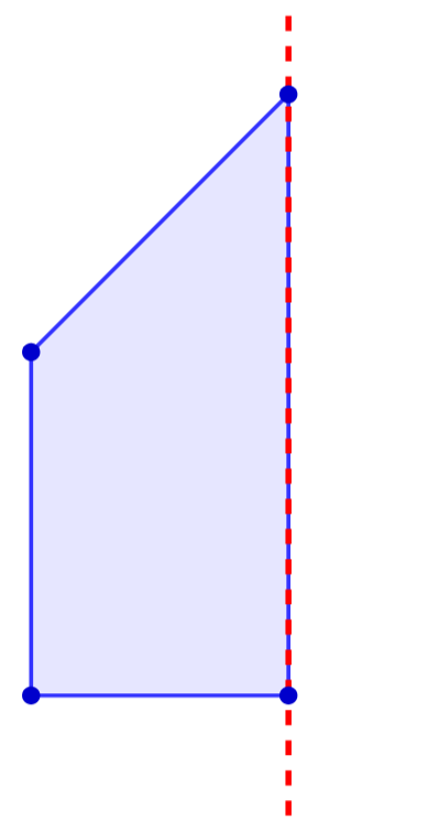 An incomplete figure with a vertical dotted line of symmetry. The left half of the shape is shown.