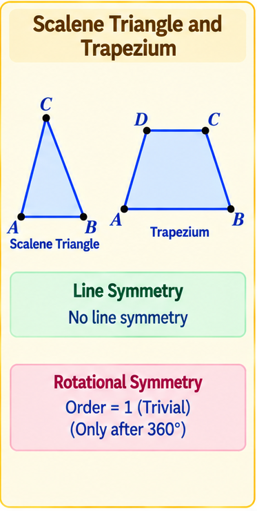 Scalene triangle and non-isosceles trapezium.
