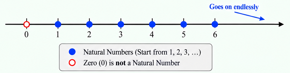 Number line showing natural numbers.