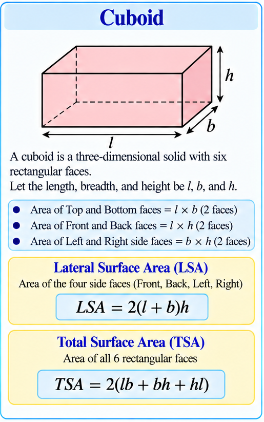 Cuboid with length l, breadth b, height h