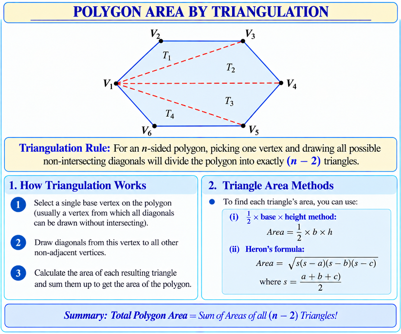A hexagon is shown. From one vertex, three diagonals are drawn, dividing the hexagon into four triangles.