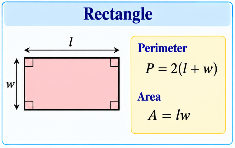Rectangle with length l and width w