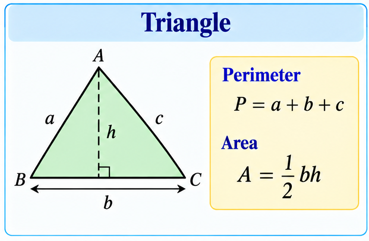 Triangle with base b and height h