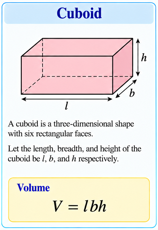 Cuboid with length l, breadth b, height h