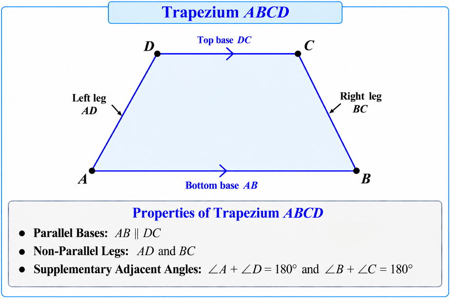 Trapezium ABCD with AB parallel to DC