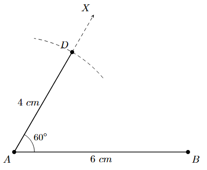 Mark point D on AX