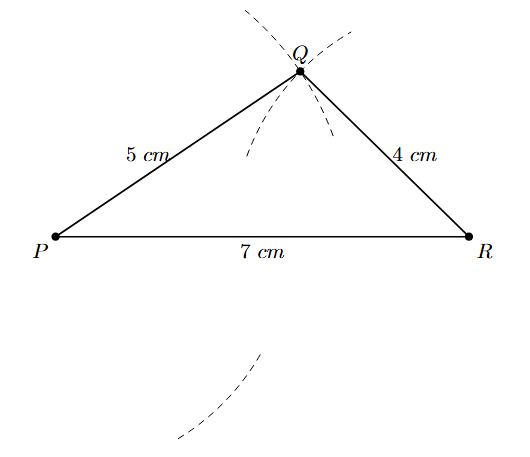 Draw arc from P for PS