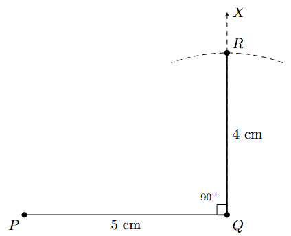 Mark point R on QX