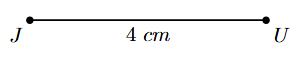 Step 1: Draw side JU 4cm