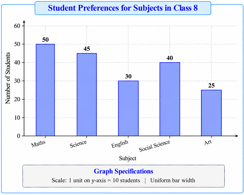 Bar graph showing student preferences for subjects