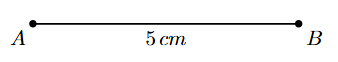 Step 1: A line segment AB of length 5 cm is drawn.