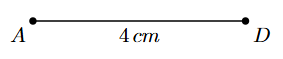 Step 1: A line segment AD of length 4 cm is drawn.