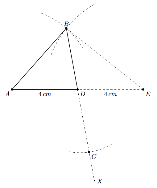 Step 6: BD is extended to C such that BD=DC.