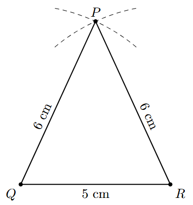 Step 4: Points P, Q, and R are joined to form the isosceles triangle.