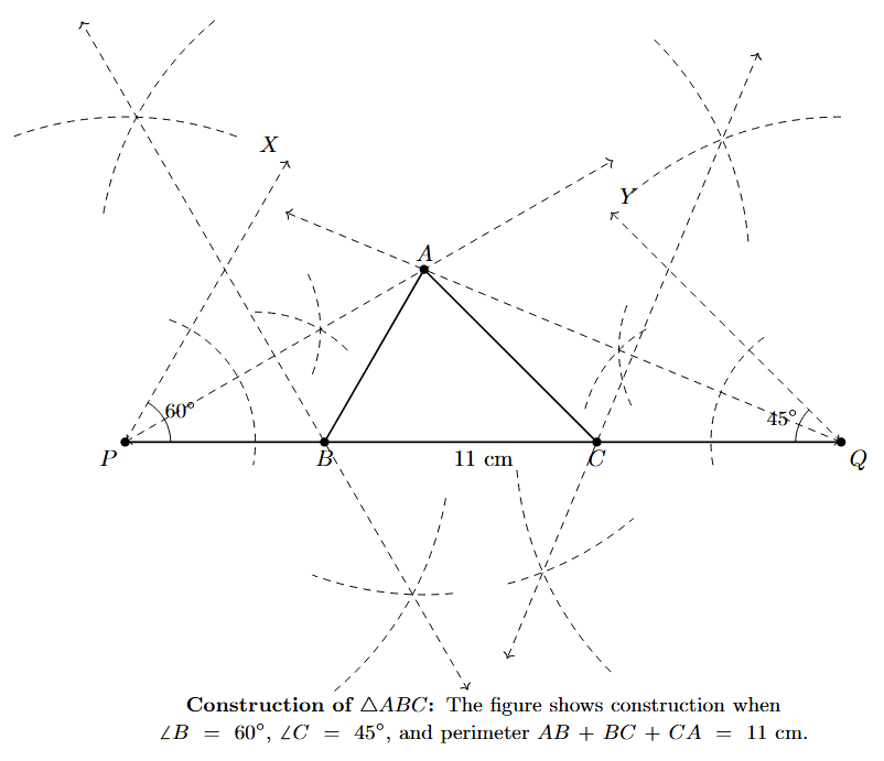 Step 7: AB and AC are joined to form the required triangle ABC.