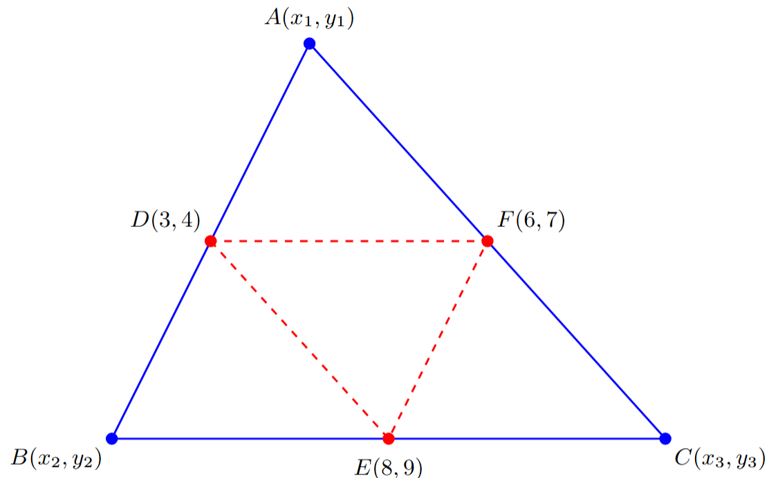 Triangle ABC with midpoints D, E, F