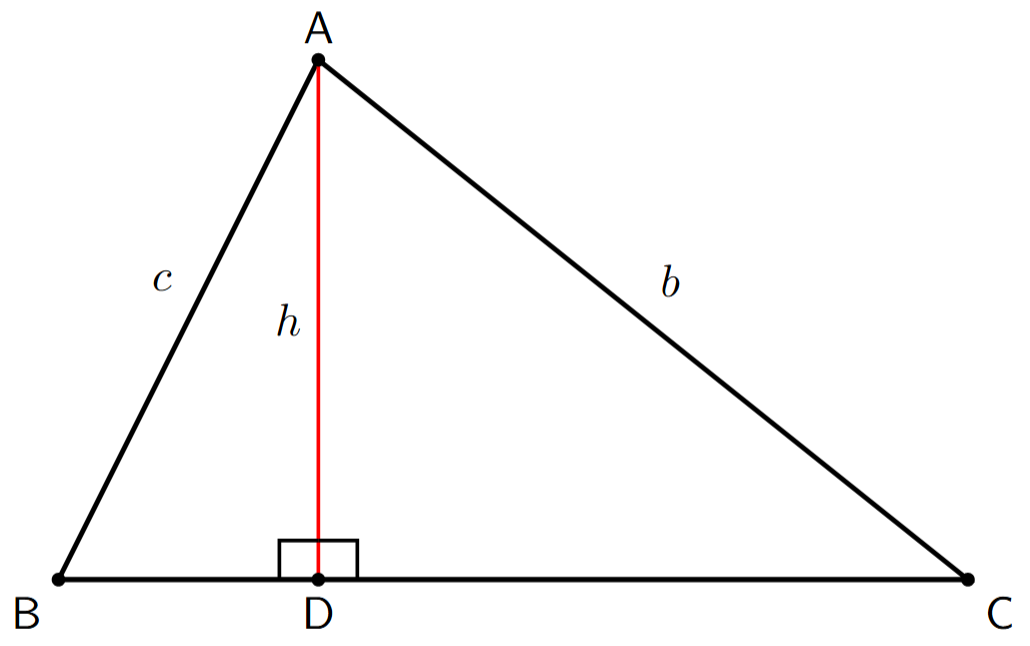 Triangle ABC with AD perpendicular to BC