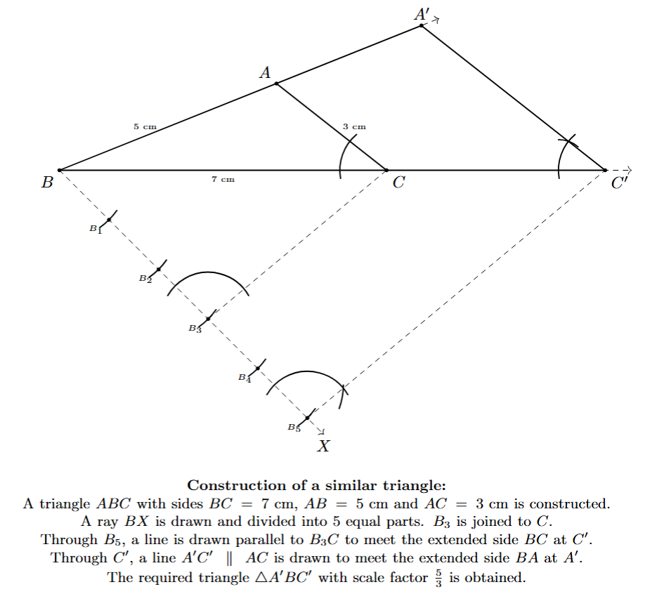 Construction of similar triangle with scale factor 5/3