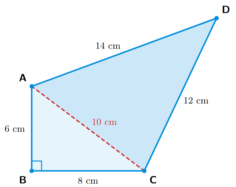 Quadrilateral ABCD with right angle at B