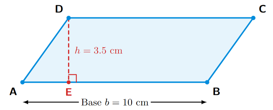 Parallelogram with base 10cm and height 3.5cm