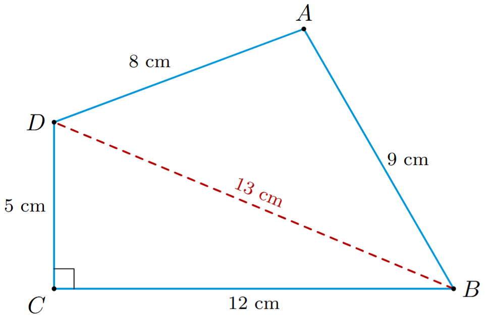 Quadrilateral ABCD with diagonal BD forming two triangles