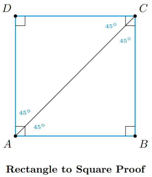 Rectangle ABCD with diagonal AC showing angle bisection