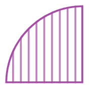 A circle divided into four equal parts, with one part shaded.