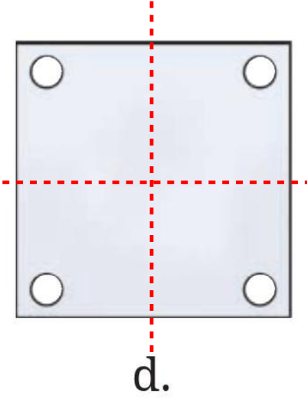 A square sheet with four holes, one at each of the four corners.