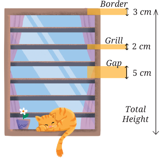 Window measurements showing segments of height