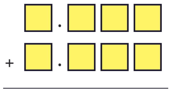 Grid of boxes for decimal addition puzzle