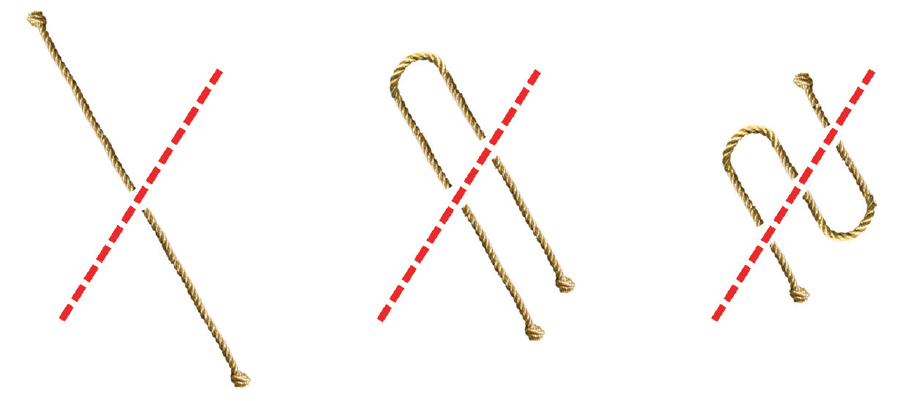 Illustration showing a rope cut straight and folded