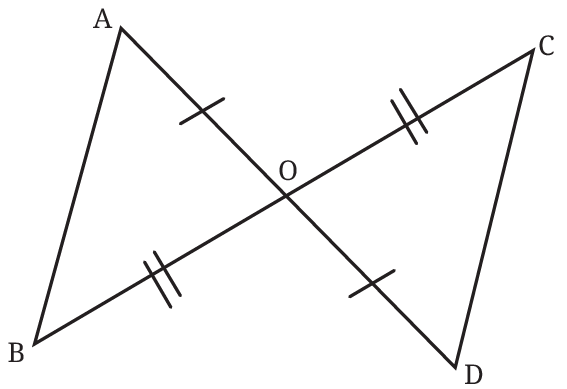 Intersecting lines AD and CB at point O