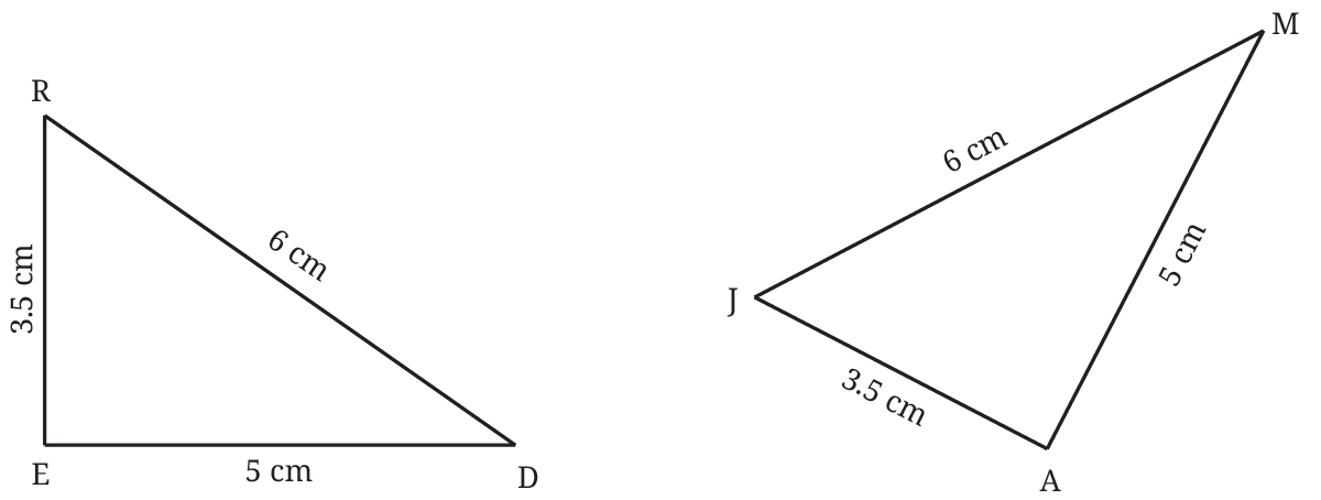 Two triangles with side lengths 3.5cm, 5cm and 6cm