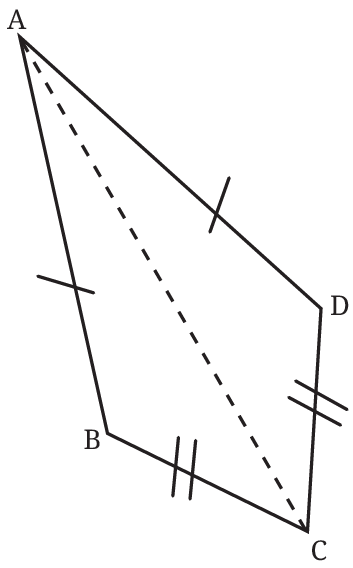 Quadrilateral ABCD with diagonal AC