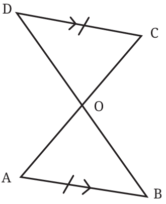 Parallel lines AB and CD forming triangles with intersection O