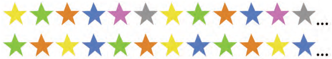 Two rows of repeating colors with blue stars