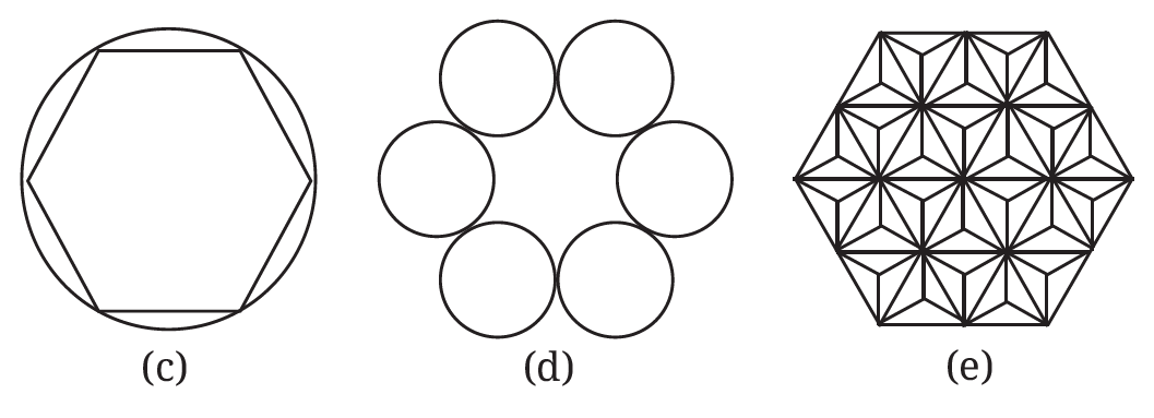 Geometric figures (c), (d), and (e)