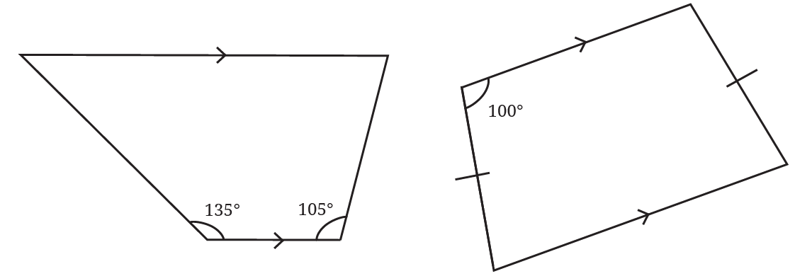 Trapezium diagrams with given angles
