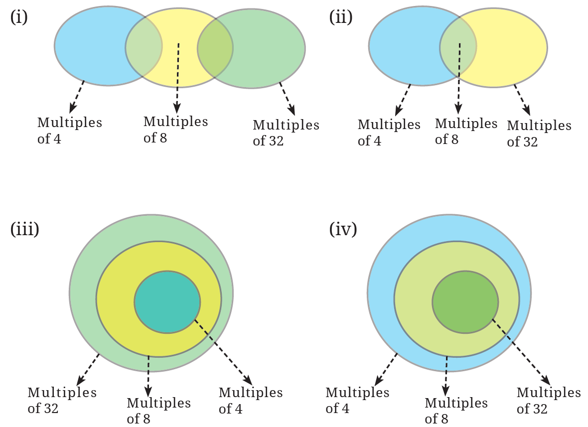 Venn diagram option (i) to (iv)