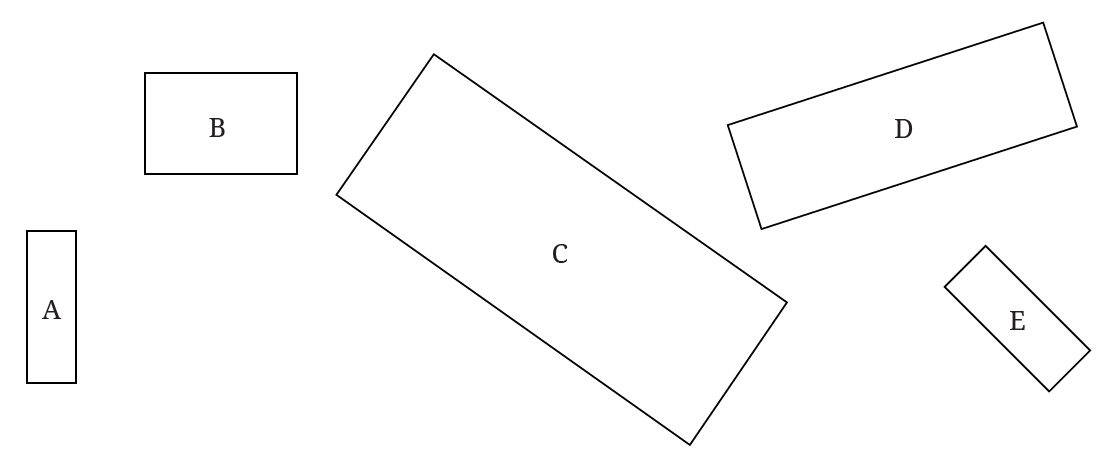 Rectangles labeled A, B, C, D, E