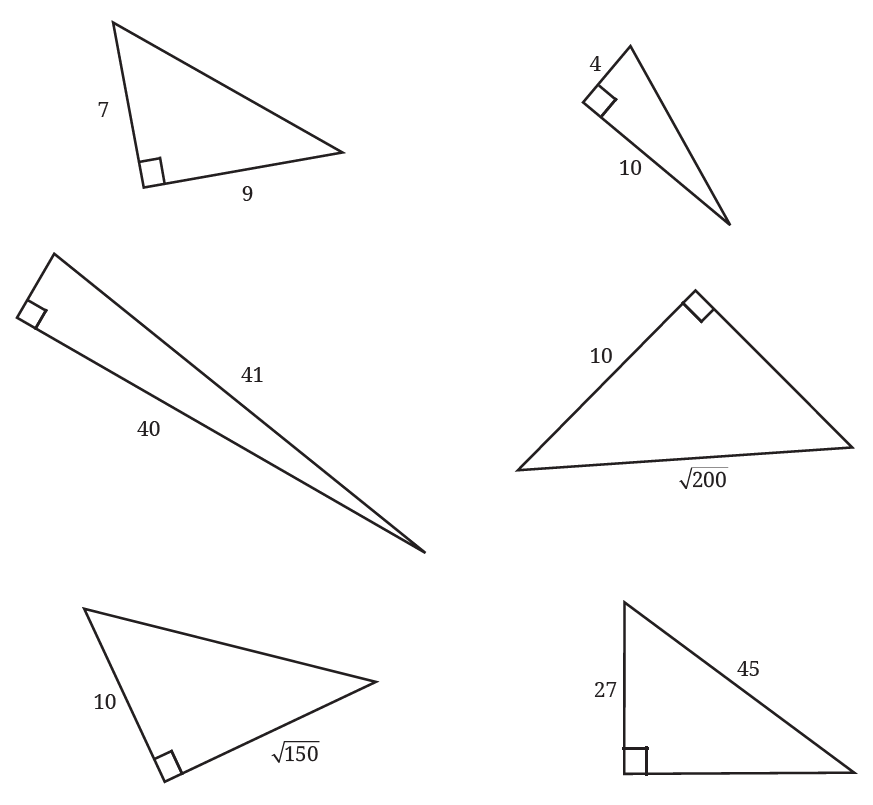 Series of right-angled triangles with given sidelengths to find the missing side