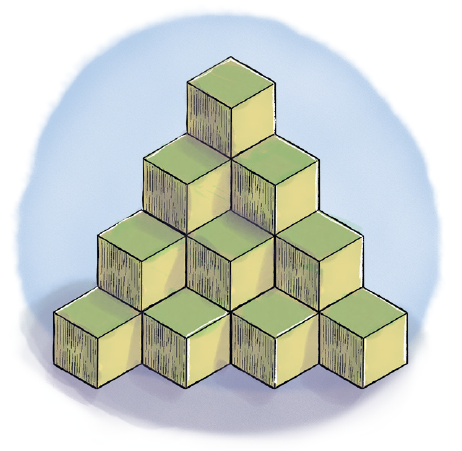 A complex 3D stack of identical cubes