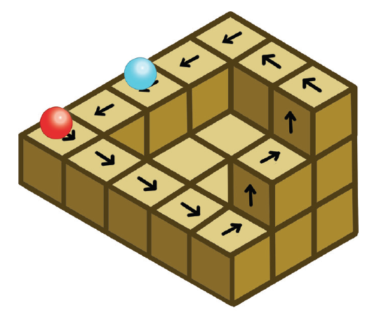 Path of the ball on isometric grid
